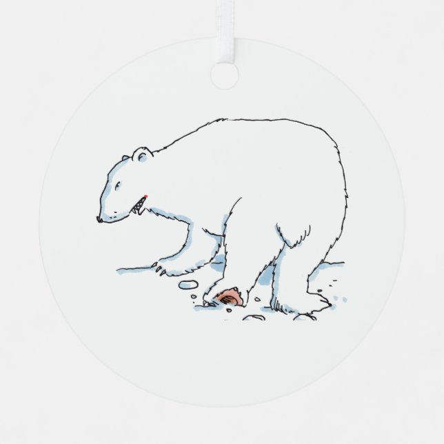 Polar Bear round metal ornament (Front)