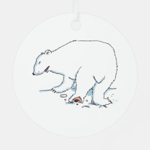 Polar Bear round metal ornament 2 sided