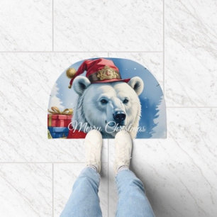 Polar Bear Santa Christmas Design Doormat