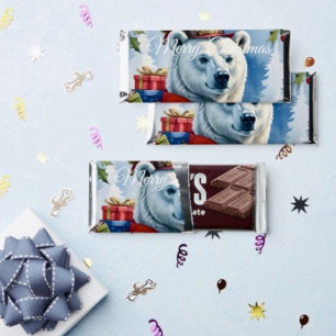 Polar Bear Santa Christmas Design Hershey Bar Favors