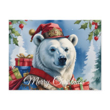 Polar Bear Santa Christmas Design