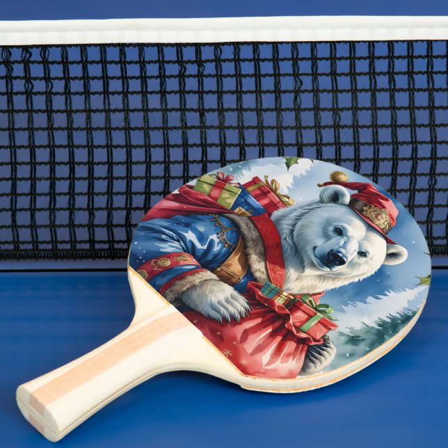 Polar Bear Santa Christmas Design Ping Pong Paddle (Insitu)