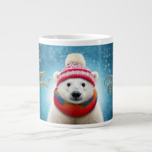 Polar Bear Santa hat and Scarf Giant Coffee Mug