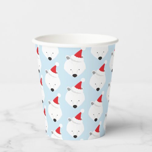 Polar Bear Santa Hat Animal Christmas Paper Cups