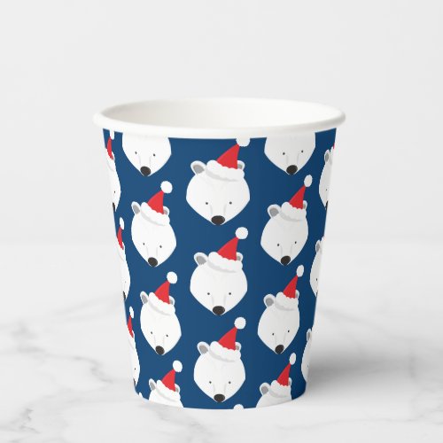 Polar Bear Santa Hat Animal Christmas Paper Cups