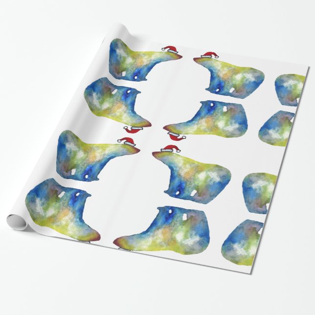 Polar Bear Santa Wrapping Paper (Unrolled)