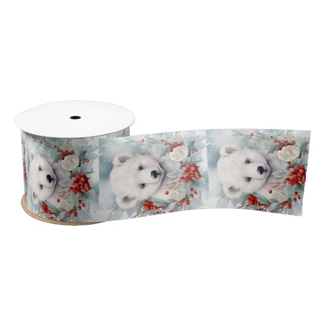 Polar Bear Satin Ribbon Christmas Gift Wrap (Spool)