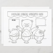 Polar Bear Shave Ice kids Coloring Page / Sheet (Front/Back)