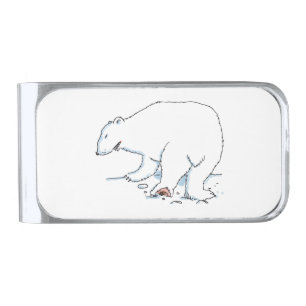 Polar Bear silver money clip