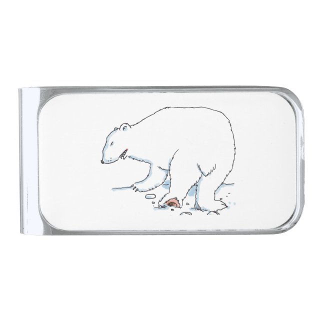 Polar Bear silver money clip (Front)