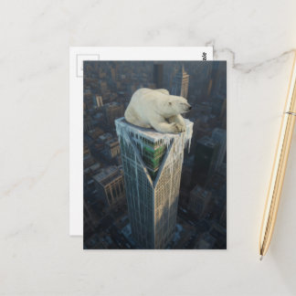 Polar Bear Skyscraper melting ice global warming Postcard