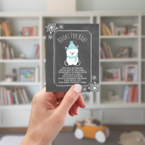 Polar Bear Snow Blue Baby Shower Book Request Enclosure Card