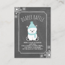 Polar Bear Snow Blue Baby Shower Diaper Raffle Enclosure Card