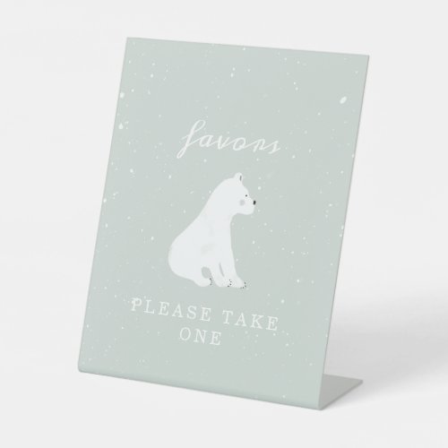 Polar Bear Snow Boy Baby Shower Favors Pedestal Sign