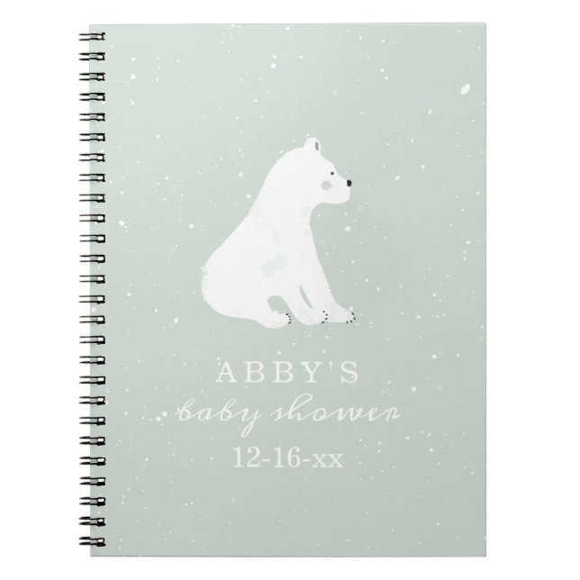 Polar Bear Snow Boy Baby Shower Guest Book (Front)