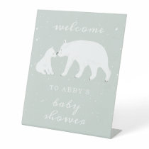 Polar Bear Snow Boy Mama Baby Shower Welcome Pedestal Sign