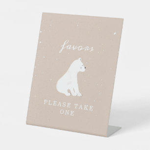 Polar Bear Snow Girl Baby Shower Favors Pedestal Sign