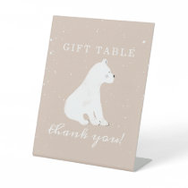 Polar Bear Snow Girl Baby Shower Gift Table Pedestal Sign