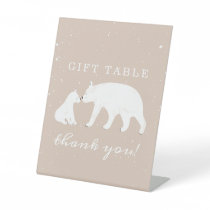 Polar Bear Snow Girl Mama Baby Shower Gift Table Pedestal Sign