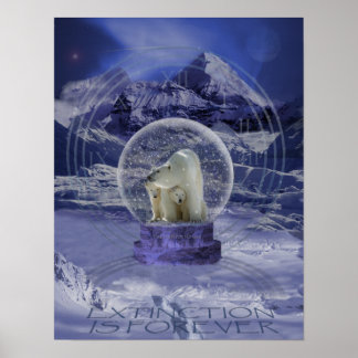 Polar Bear Snow Globe copy Poster