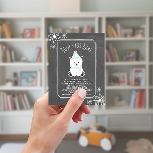 Polar Bear Snow Neutral Baby Shower Book Request Enclosure Card