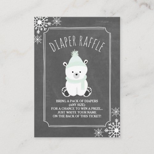 Polar Bear Snow Neutral Baby Shower Diaper Raffle Enclosure Card