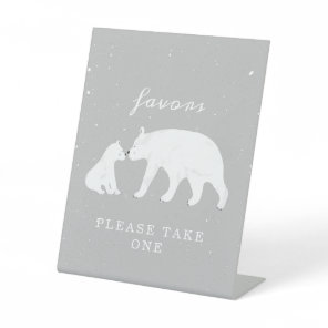 Polar Bear Snow Neutral Mama Baby Shower Favors Pedestal Sign