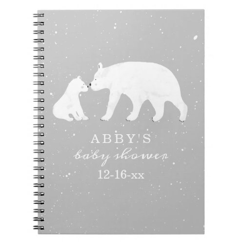 Polar Bear Snow Neutral Mama Baby Shower Guest Notebook