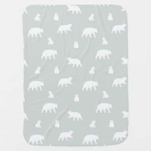 Polar Bear Snow Pattern Blue Baby Baby Blanket