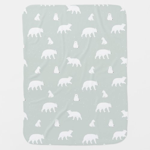 Polar Bear Snow Pattern Blue Baby Baby Blanket