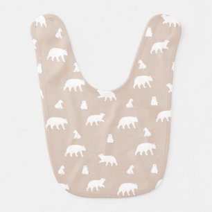 Polar Bear Snow Pattern Pink Baby Baby Bib