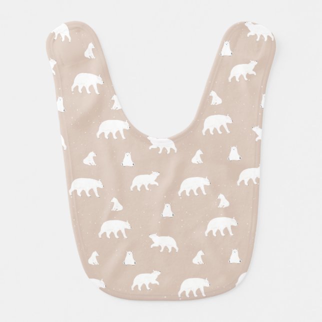 Polar Bear Snow Pattern Pink Baby Baby Bib (Front)