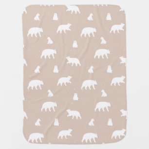 Polar Bear Snow Pattern Pink Baby Baby Blanket