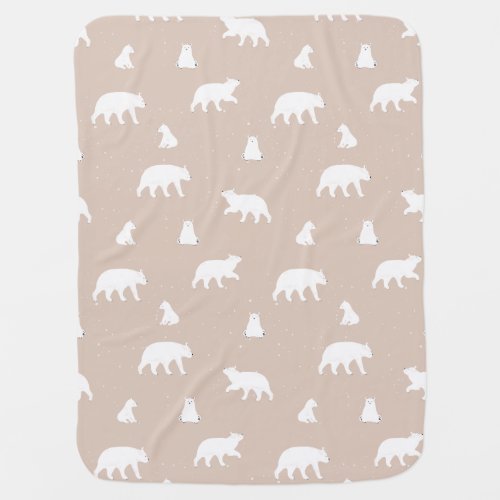 Polar Bear Snow Pattern Pink Baby Baby Blanket