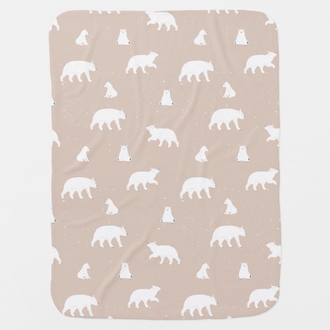 Polar Bear Snow Pattern Pink Baby Baby Blanket (Front)