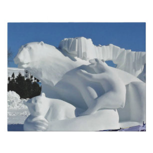 Polar Bear Snow Sculpture, Quebec, Canada Faux Canvas Print