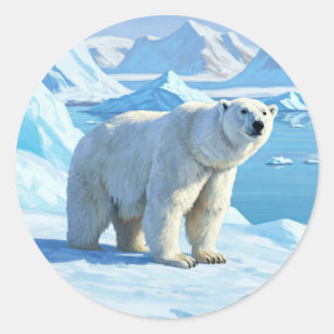 Polar Bear Snow Svalbard Norway Classic Round Sticker