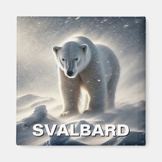 Polar Bear Snow Svalbard Norway Magnet (Front)