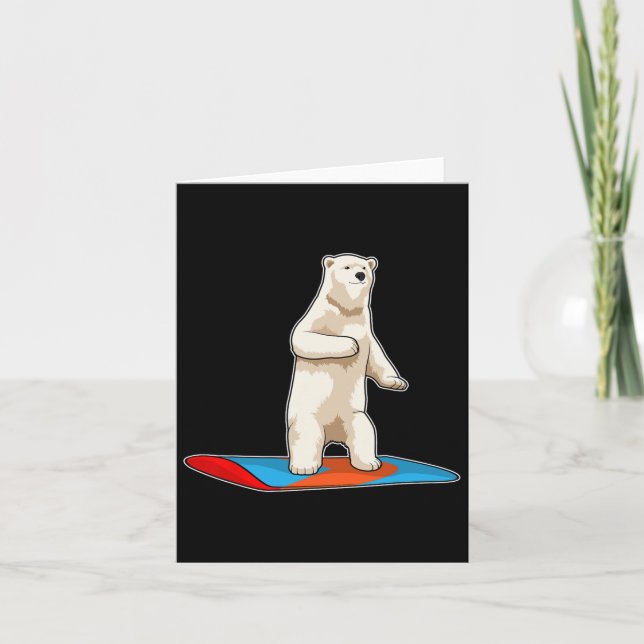 Polar Bear Snowboarder Snowboard Winter Sports  Card (Front)
