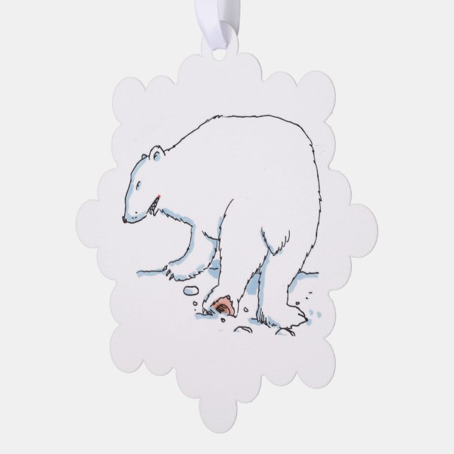 Polar Bear snowflake paper ornament Card (Left)
