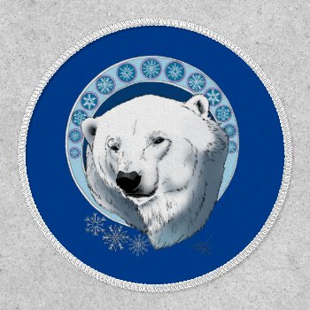 Polar Bear Snowflakes Art Nouveau Patch by tigressdragon at Zazzle