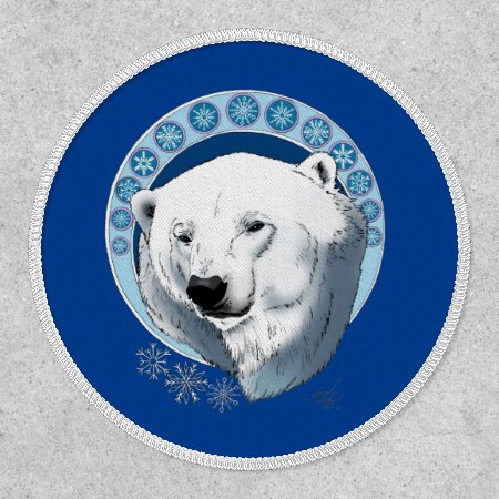 Polar Bear Snowflakes Art Nouveau Patch