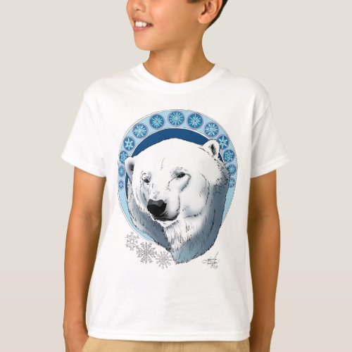 Polar Bear Snowflakes Art Nouveau T_Shirt