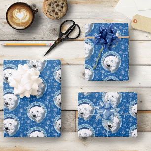 Polar Bear Snowflakes Art Nouveau Wrapping Paper Sheets