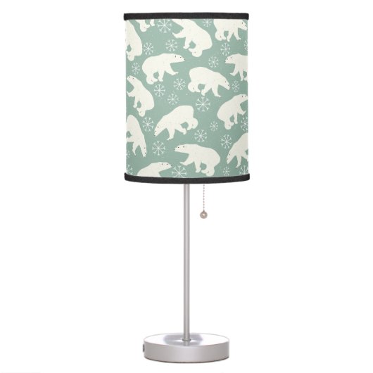 Polar Bear Snowflakes Blue White Winter Pattern Table Lamp (Left)
