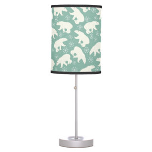 Polar Bear Snowflakes Blue White Winter Pattern Table Lamp