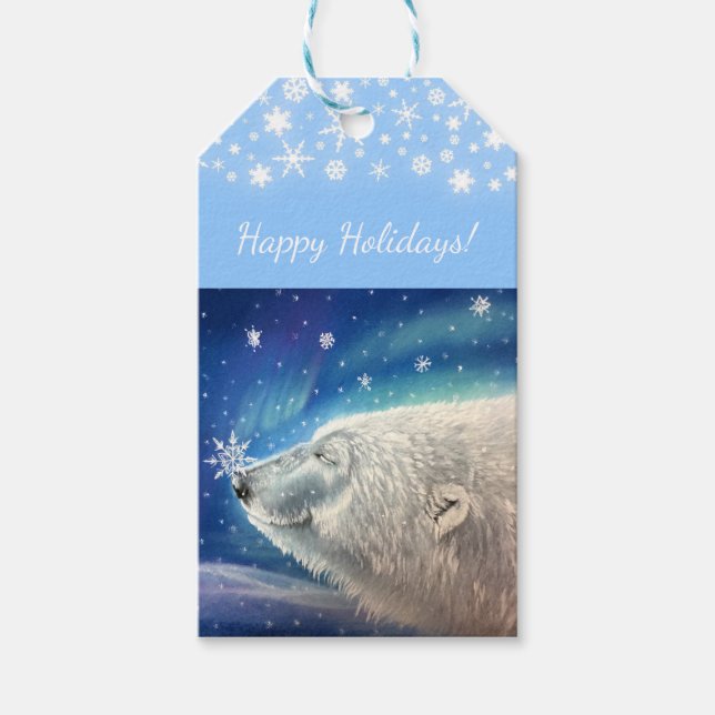 Polar Bear Snowflakes Gift Tag (Front)
