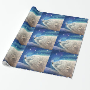 Polar Bear Snowflakes Wrapping Paper