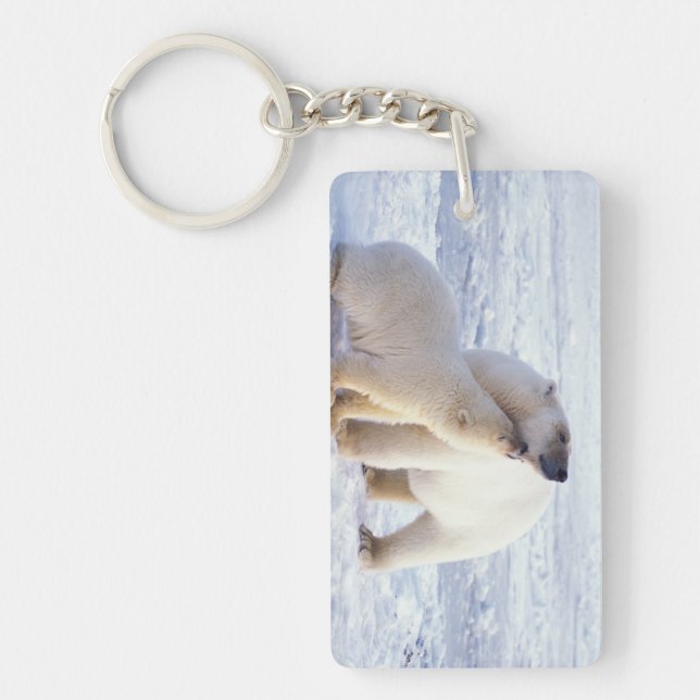 Polar bear sow with cub, pack keychain (Front)