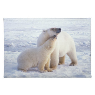 Polar bear sow with cub, pack placemat